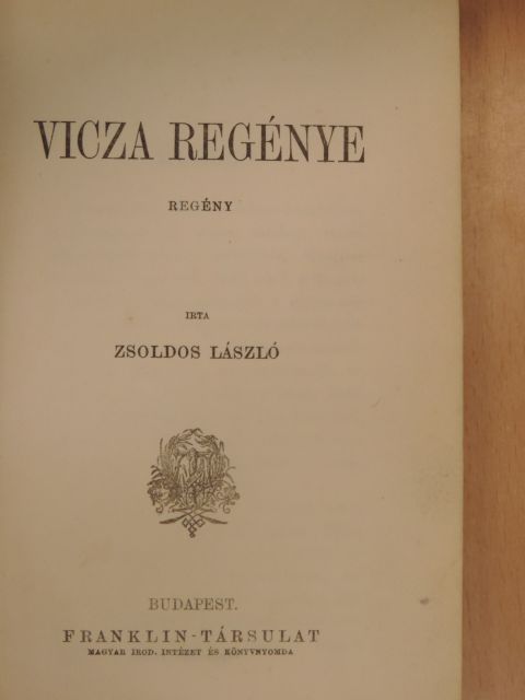 Zsoldos László - Vicza regénye [antikvár]