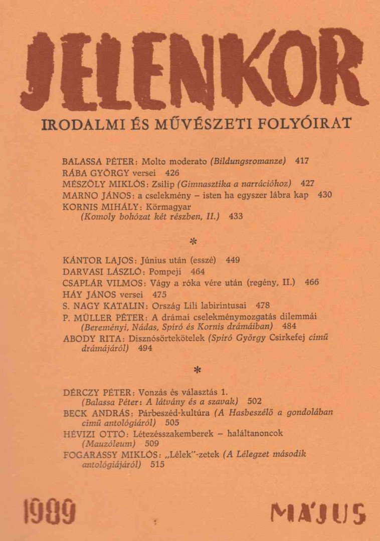 Csordás Gábor - Jelenkor 1989. május [antikvár]