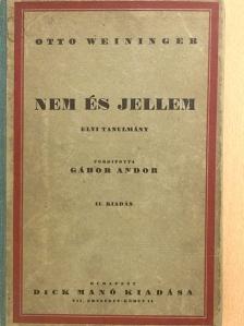 Otto Weininger - Nem és jellem [antikvár]
