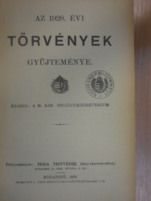 Az 1928. évi törvények gyüjteménye [antikvár]