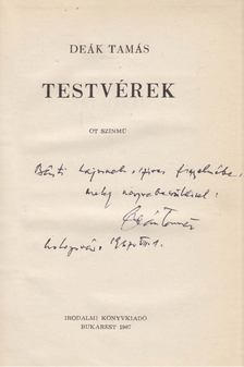 DEÁK TAMÁS - Testvérek (dedikált) [antikvár]