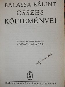 Balassa Bálint - Balassa Bálint összes költeményei (Dr. Castiglione László könyvtárából) [antikvár]