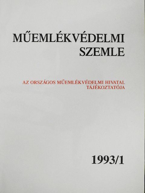 Balázsik Tamás - Műemlékvédelmi szemle 1993/1-2. [antikvár]