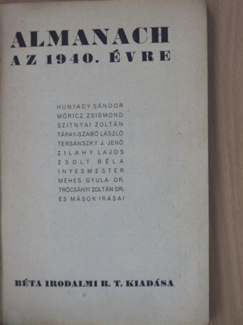 Dr. Méhes Gyula - Almanach az 1940. évre [antikvár]
