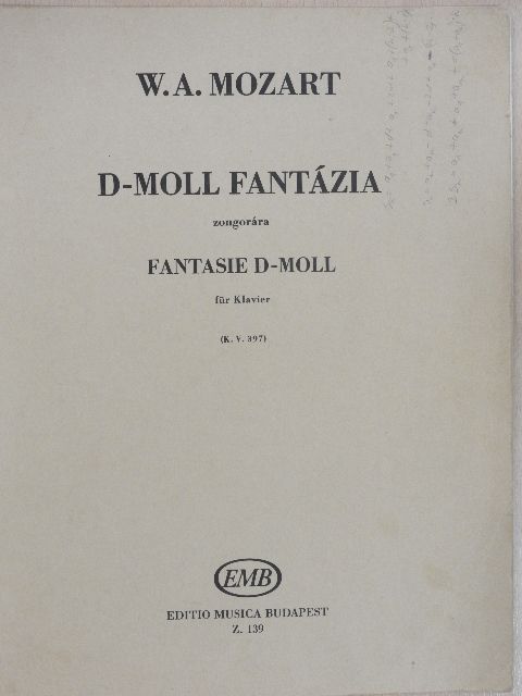 W. A. Mozart - D-moll fantázia zongorára [antikvár]