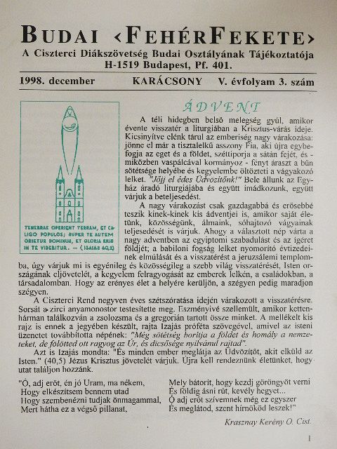 Dr. Mészáros Imre - Budai FehérFekete 1998. december [antikvár]