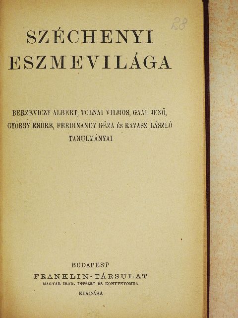 Berzeviczy Albert - Széchenyi eszmevilága [antikvár]