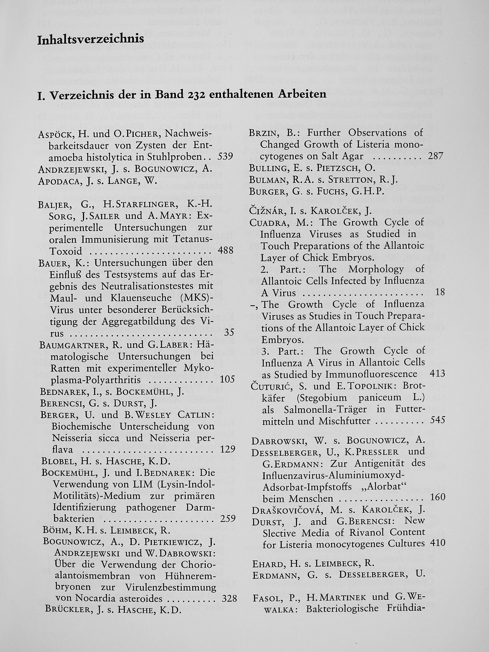 Zentralblatt für Bakteriologie, Parasitenkunde, Infektionskrankheiten und Hygiene 232 [antikvár]