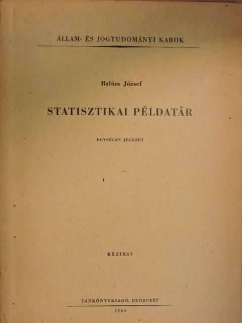 Balázs József - Statisztikai példatár [antikvár]