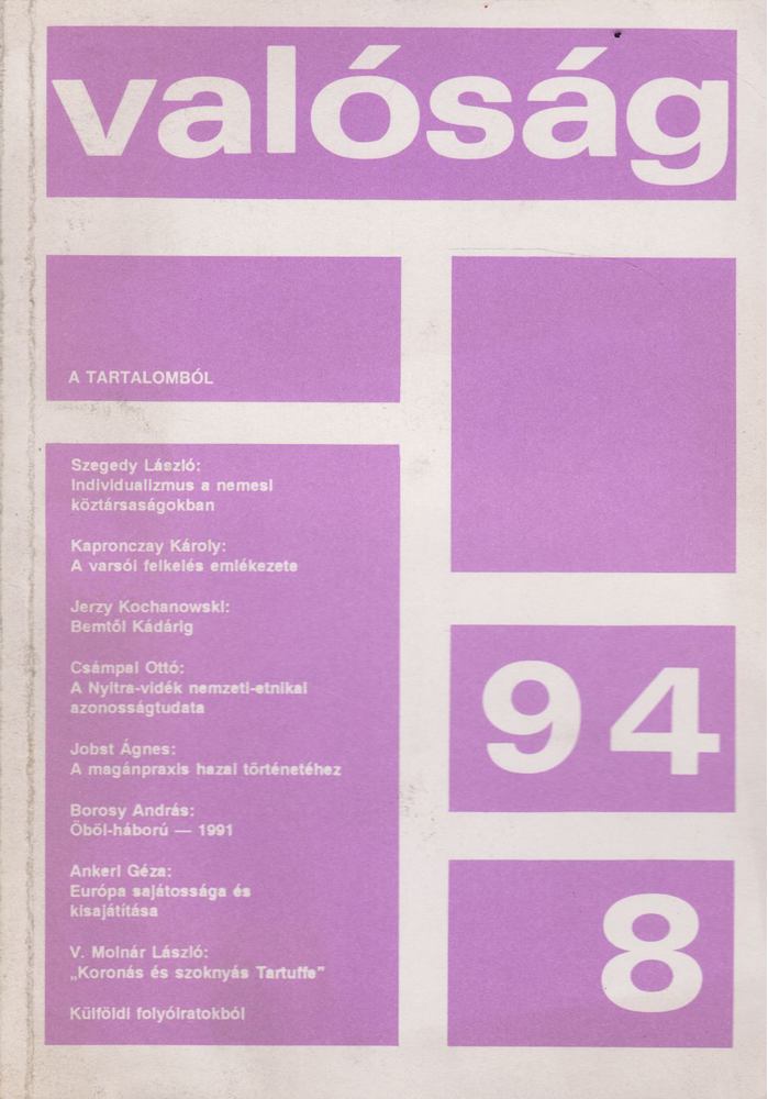 TŐKÉCZKI LÁSZLÓ - Valóság 1994. augusztus [antikvár]