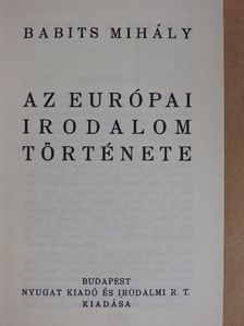 Babits Mihály - Az európai irodalom története [antikvár]