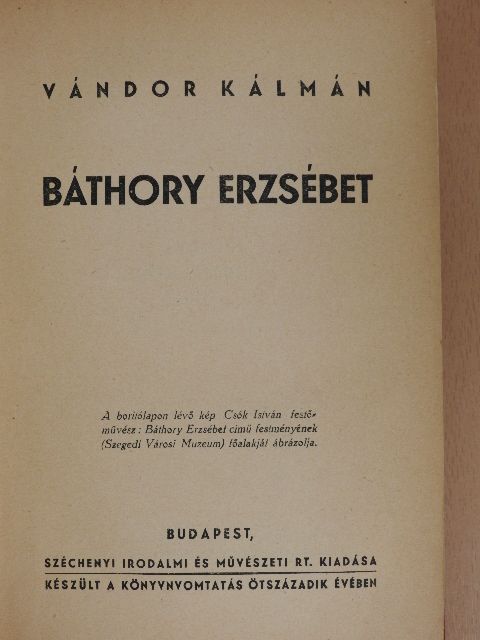 Vándor Kálmán - Báthory Erzsébet [antikvár]