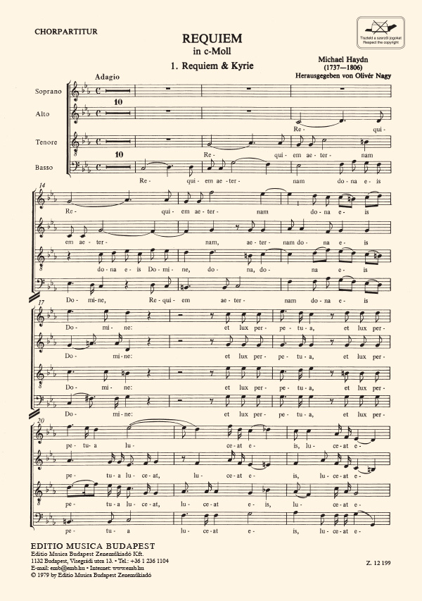 HAYDN, M. - REQUIEM IN c-MOLL CHORPARTITUR (VEGYESKAR)