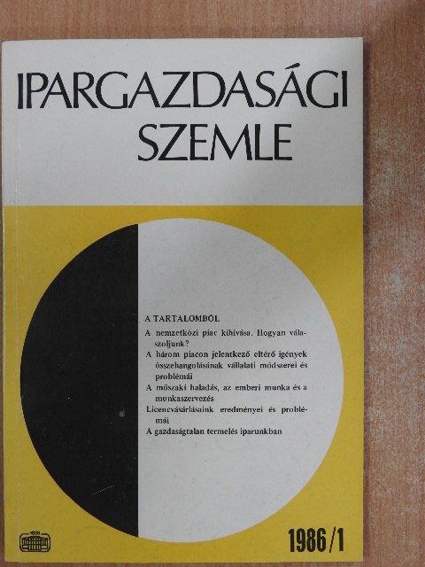 Bagó Eszter - Ipargazdasági szemle 1986/1. [antikvár]