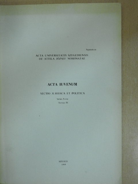 Szathmáry Béla - Acta Iuvenum Tomus IV. [antikvár]