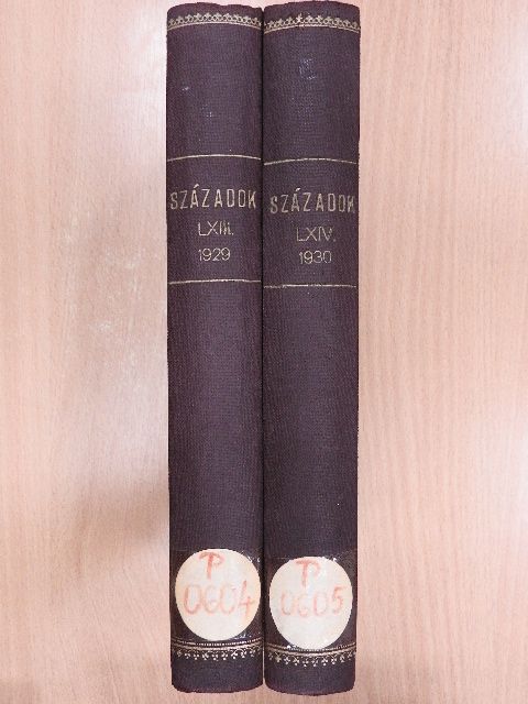 Alapy Gyula - Századok 1929-1930. január-december I-II. [antikvár]