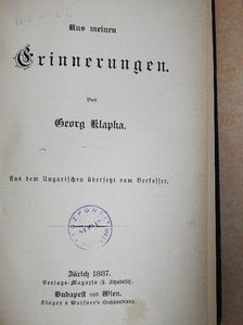Georg Klapka - Aus meinen Erinnerungen (gótbetűs) [antikvár]