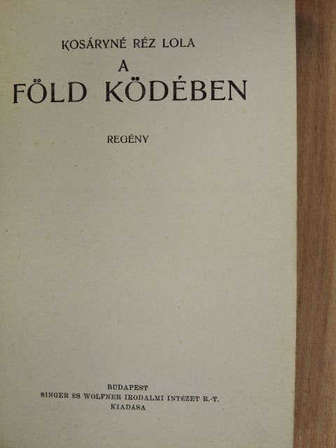 Kosáryné Réz Lola - A Föld ködében [antikvár]