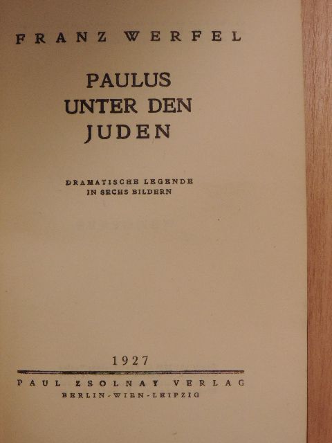 Franz Werfel - Paulus unter den Juden [antikvár]