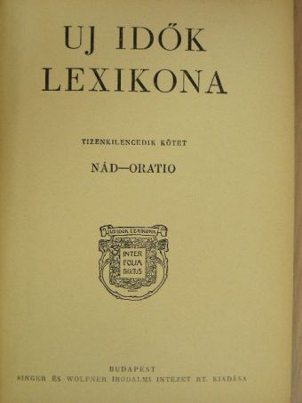Uj idők lexikona 19. (töredék) [antikvár]