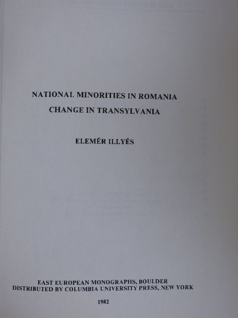 Elemér Illyés - National Minorities in Romania [antikvár]