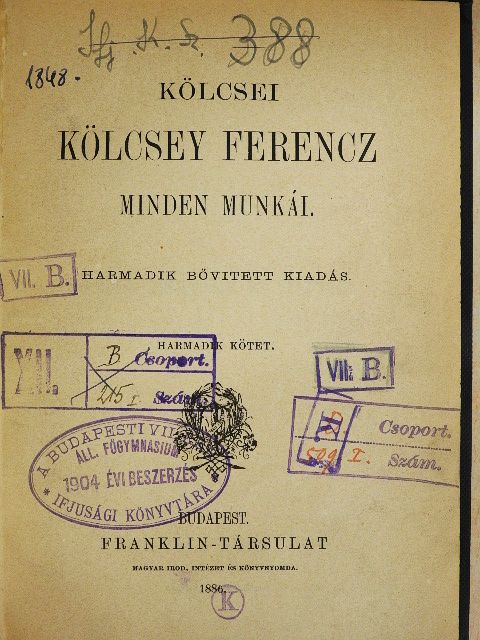 Kölcsei Kölcsey Ferencz - Kölcsei Kölcsey Ferencz minden munkái 3. [antikvár]