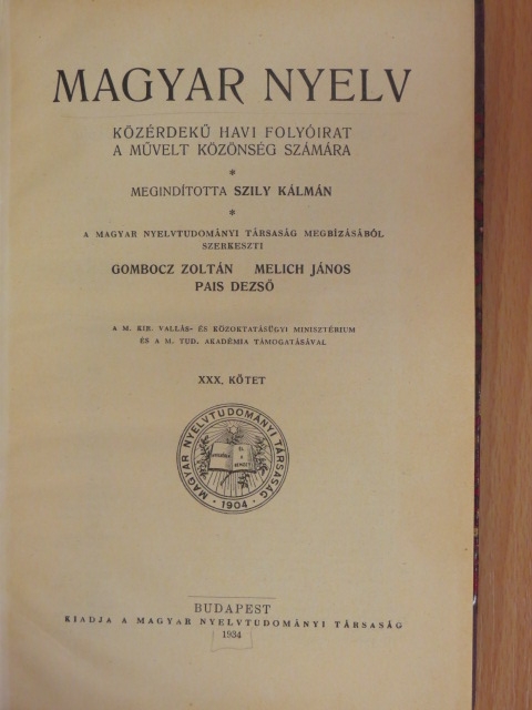 Ádám Imre - Magyar Nyelv 1934. január-december [antikvár]