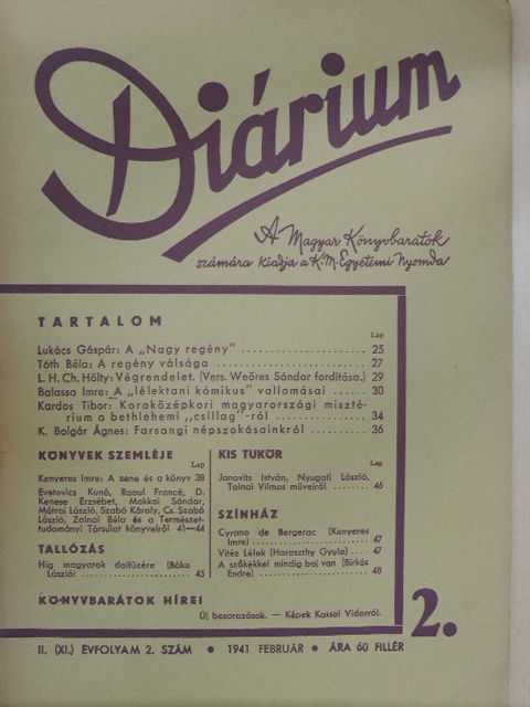 Balassa Imre - Diárium 1941. február [antikvár]