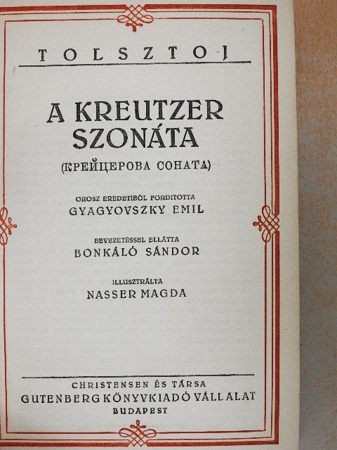 Tolsztoj - A Kreutzer szonáta [antikvár]