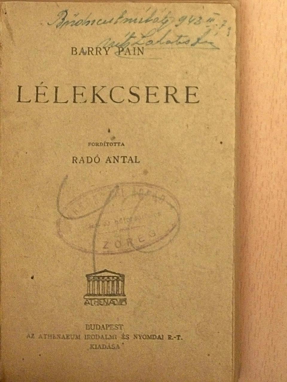 Barry Pain - Lélekcsere [antikvár]