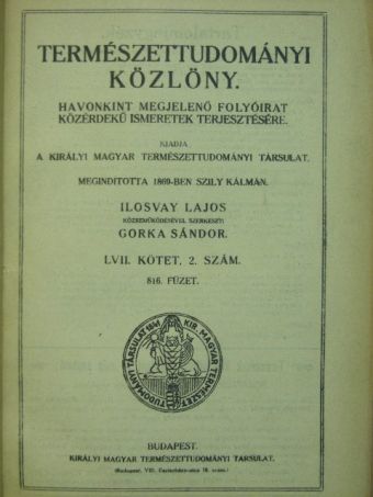 Dr. Ilosvay Lajos - Természettudományi Közlöny 1925. január-december/Pótfüzetek a Természettudományi Közlönyhöz 1925. január-december [antikvár]