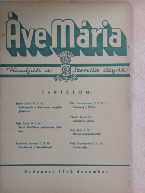 Boér Judit S. M. - Áve Mária 1942. december [antikvár]