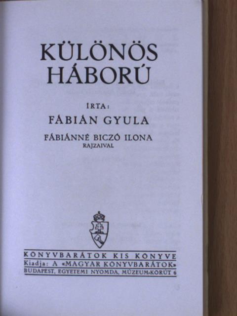 Fábián Gyula - Különös háború [antikvár]
