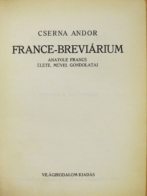 Cserna Andor - France-breviárium [antikvár]