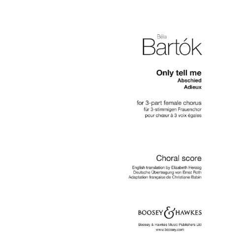 Bartók Béla - ONLY TELL ME FIR 2-PART FEMALE CHORUS S.A.