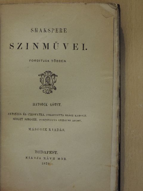 Shakspere - Shakspere szinművei VI. [antikvár]