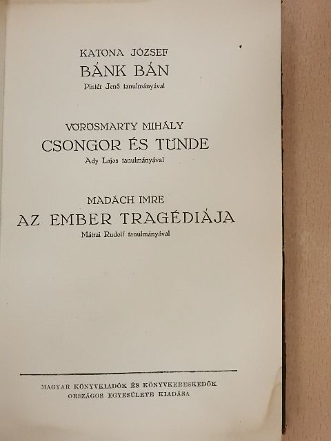 Katona József - Bánk bán/Csongor és Tünde/Az ember tragédiája [antikvár]