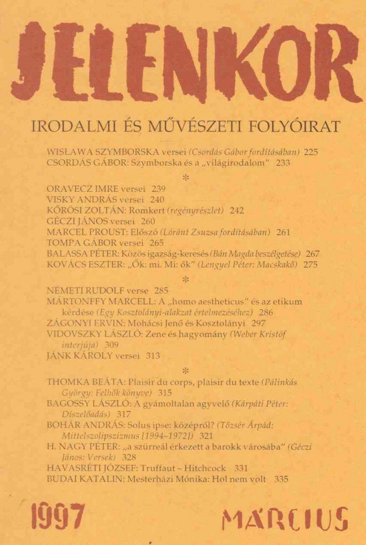 Csuhai István (szerk.) - Jelenkor 1997. március [antikvár]