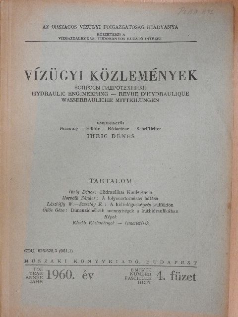 Horváth Sándor - Vízügyi közlemények 1960/4. [antikvár]