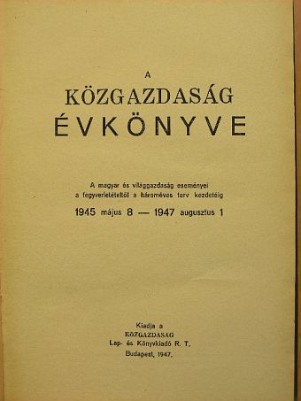Adorján János - A közgazdaság évkönyve [antikvár]