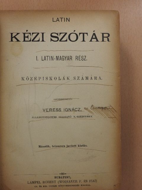 Latin kézi szótár I-II. (rossz állapotú) [antikvár]
