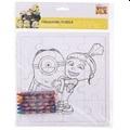 P1131-5213 - Színezhető puzzle 16db-os + 6db zsírkréta Minions