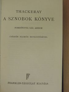 William Makepeace Thackeray - A sznobok könyve [antikvár]