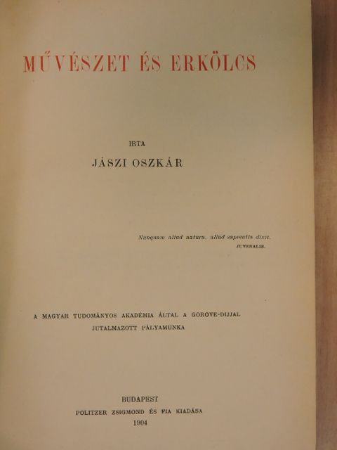 Jászi Oszkár - Művészet és erkölcs [antikvár]