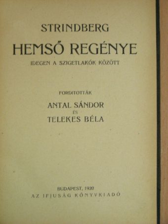 Strindberg - Hemső regénye [antikvár]