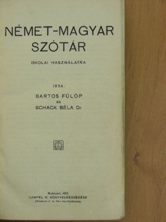 Bartos Fülöp - Német-magyar szótár [antikvár]
