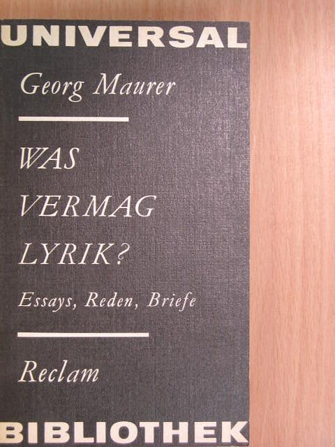 Georg Maurer - Was vermag Lyrik? [antikvár]