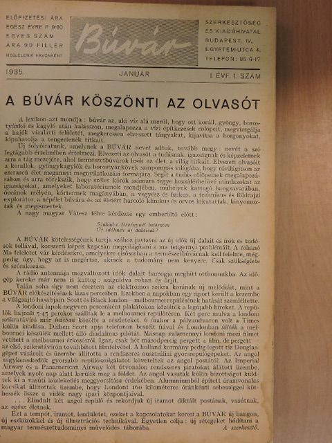 Cavalier József - Búvár 1935. január-június (fél évfolyam) [antikvár]