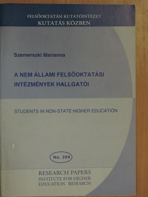 Szemerszki Marianna - A nem állami felsőoktatási intézmények hallgatói [antikvár]
