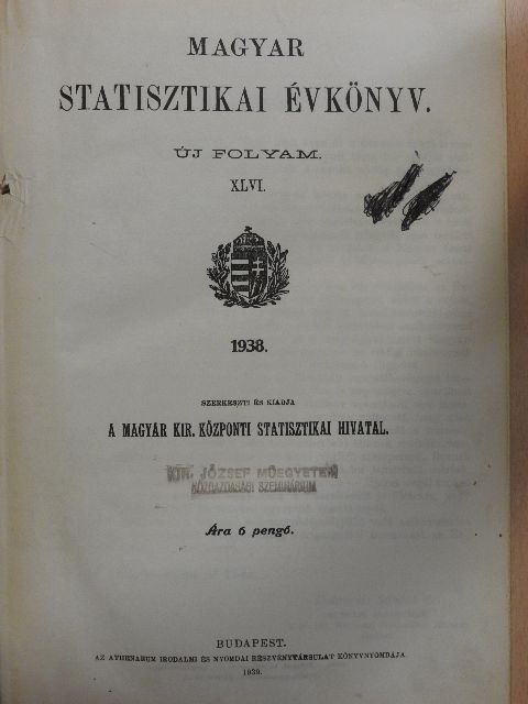 Magyar Statisztikai Évkönyv 1938. (rossz állapotú) [antikvár]